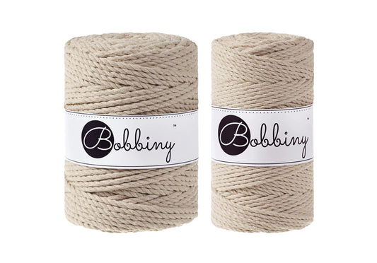 Beige 3mm & 5mm 3PLY, Bobbiny Macramé Cord