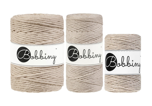 Beige - 1.5mm, 3mm & 5mm, Bobbiny Macrame Cord