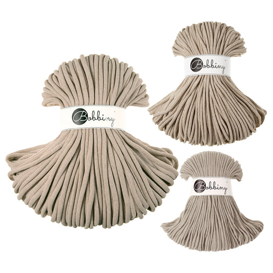 Beige - 3mm, 5mm & 9mm, Bobbiny Braided Cord