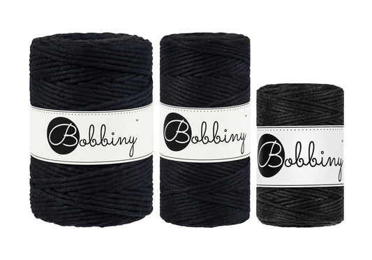 Black - 1.5mm, 3mm & 5mm, Bobbiny Macrame Cord