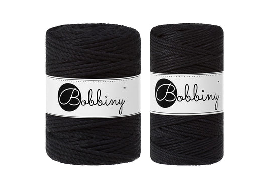 Black 3mm & 5mm 3PLY, Bobbiny Macramé Cord
