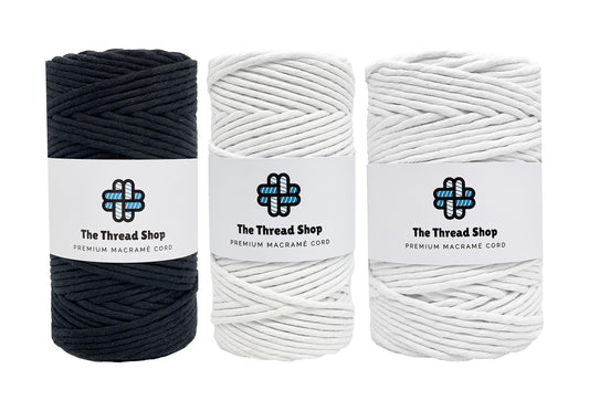 Black & White - 3mm & 5mm, Thread Shop Macramé Cord