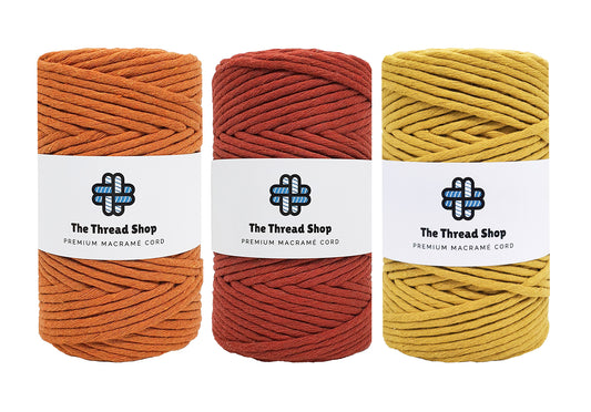 Rust, Baked Cherry, Mustard - 4mm, Thread Shop Macramé Cord