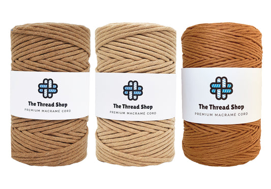 Caramel, Fudge, Spice - 4mm, Thread Shop Macramé Cord