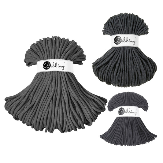 Charcoal - 3mm, 5mm & 9mm, Bobbiny Braided Cord