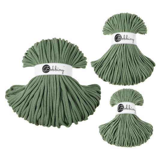 Eucalyptus Green - 3mm, 5mm & 9mm, Bobbiny Braided Cord