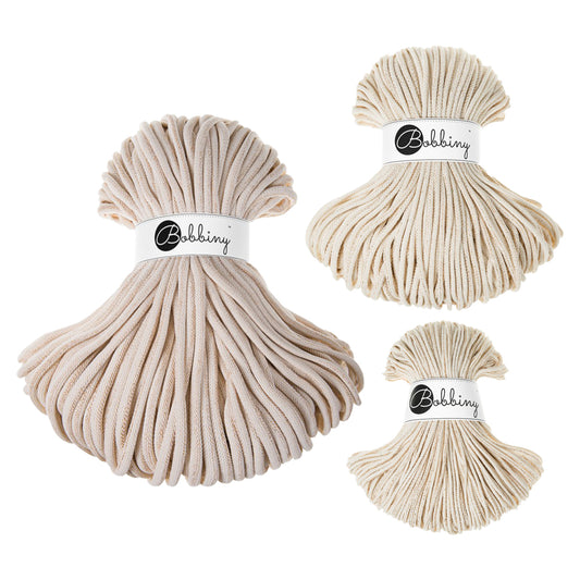 Golden Natural - 3mm, 5mm & 9mm, Bobbiny Braided Cord