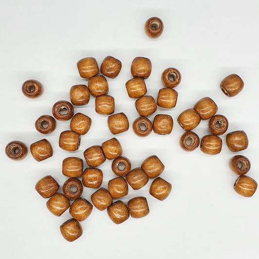 Brown - Painted Wooden Beads, For Up To 5mm Cord (Pack Of 5)