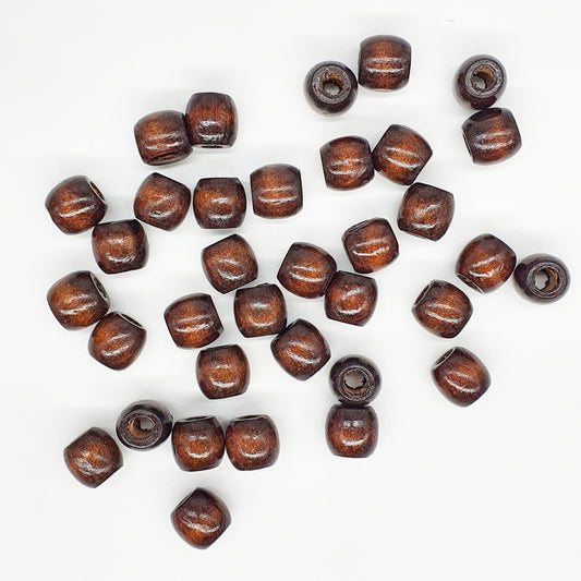 Dark Brown - Painted Wooden Beads, For Up To 5mm Cord (Pack Of 5)