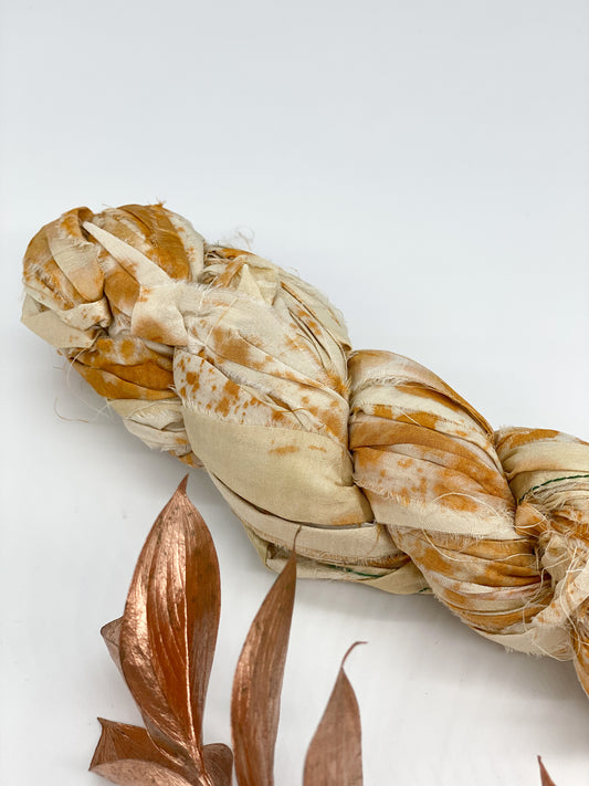 APRICOT Hand-Painted Recycled Sari Silk Ribbon