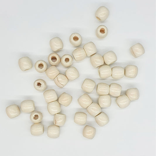Ecru - Painted Wooden Beads, For Up To 5mm Cord (Pack Of 5)