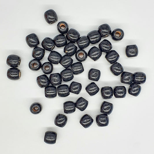 Black - Painted Wooden Beads, For Up To 5mm Cord (Pack Of 5)
