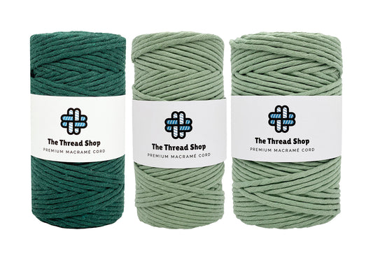 Leaf Green & Forest - 3mm & 5mm, Thread Shop Macramé Cord