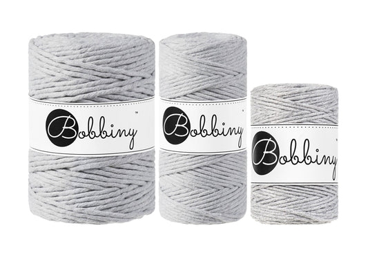 Light Grey - 1.5mm, 3mm & 5mm, Bobbiny Macrame Cord