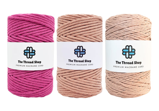 Lipstick, Antique Pink, Powder Pink - 4mm, Thread Shop Macramé Cord