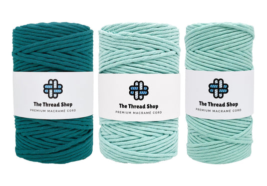 Mint & Teal - 3mm & 5mm, Thread Shop Macramé Cord