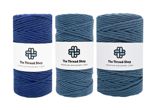 Peacock Blue & Midnight Blue - 3mm & 5mm, Thread Shop Macramé Cord