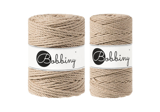Sand 3mm & 5mm 3PLY, Bobbiny Macramé Cord