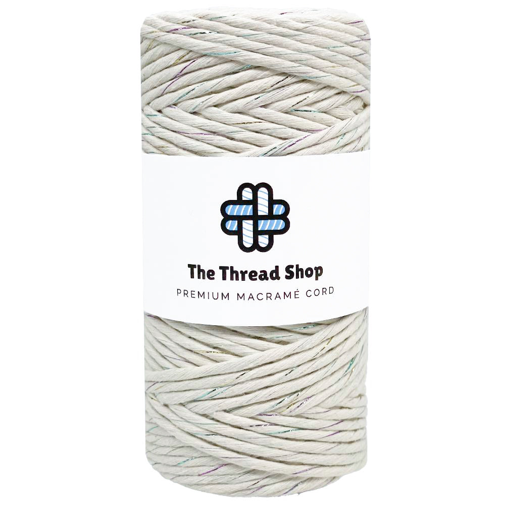 Silvery White, Strawberry & Cream, Snow Globe - 3mm & 5mm, Thread Shop Macramé Cord