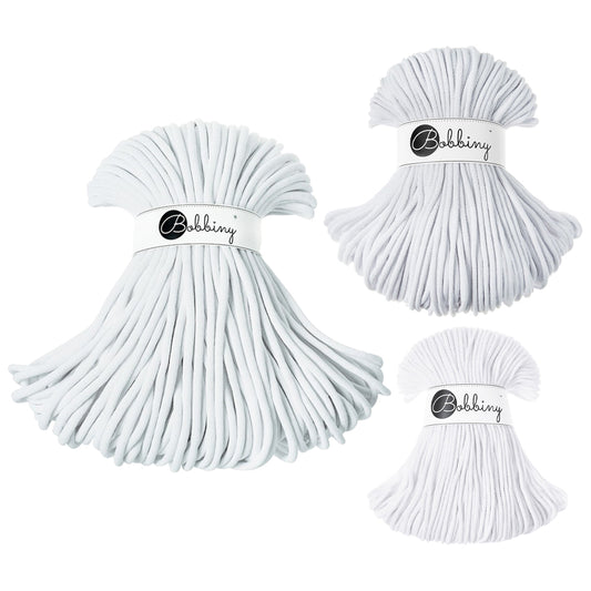 White - 3mm, 5mm & 9mm, Bobbiny Braided Cord