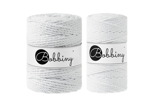White 3mm & 5mm 3PLY, Bobbiny Macramé Cord